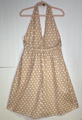 NWT ASOS Linen Blend Halter Midi Dress Size 8 Belted Peach & White Polka Dot | eBay NWT ASOS Linen Blend Halter Midi Dress Size 8 Belted Peach & White Polka Dot | eBay