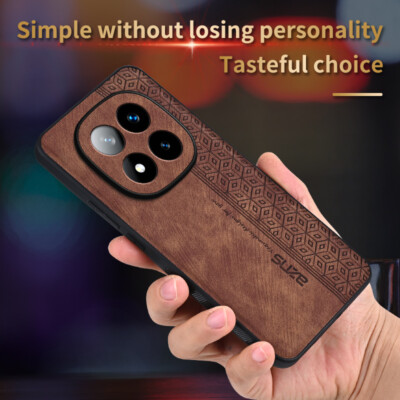 For Xiaomi Redmi Note 14 Pro 5G, Luxury Engraving Retro Leather Soft Case  Cover