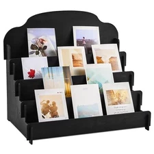 Greeting Card Display Stand Tiered Wooden Display Stand for Postcard Brochure...