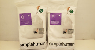 SIMPLEHUMAN CODE C 10-12L (2.6-3.2 US GAL) CUSTOM FIT LINERS 40 COUNT NIB