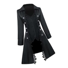 Retro Damen Steampunk Gothic Mantel Mittelalter Jacke Cosplay Kostüm M