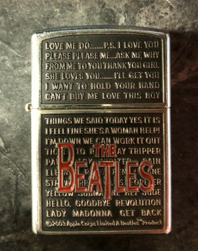Vintage Retired Unstruck Zippo Lighter 2005 The Beatles Song