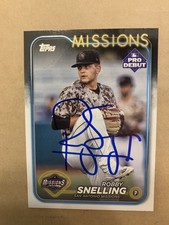 SIGNED 2024 ROBBY SNELLING TOPPS PRO DEBUT SAN ANTONIO MISSIONS AUTOGRAPH MILB