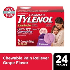 Children  s Tylenol Chewable Tablets 160 mg Grape Flavor 24 Count