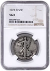 1921-D VG8 NGC Walking Liberty Silver Half Dollar 50c Denver Very Good Key Date
