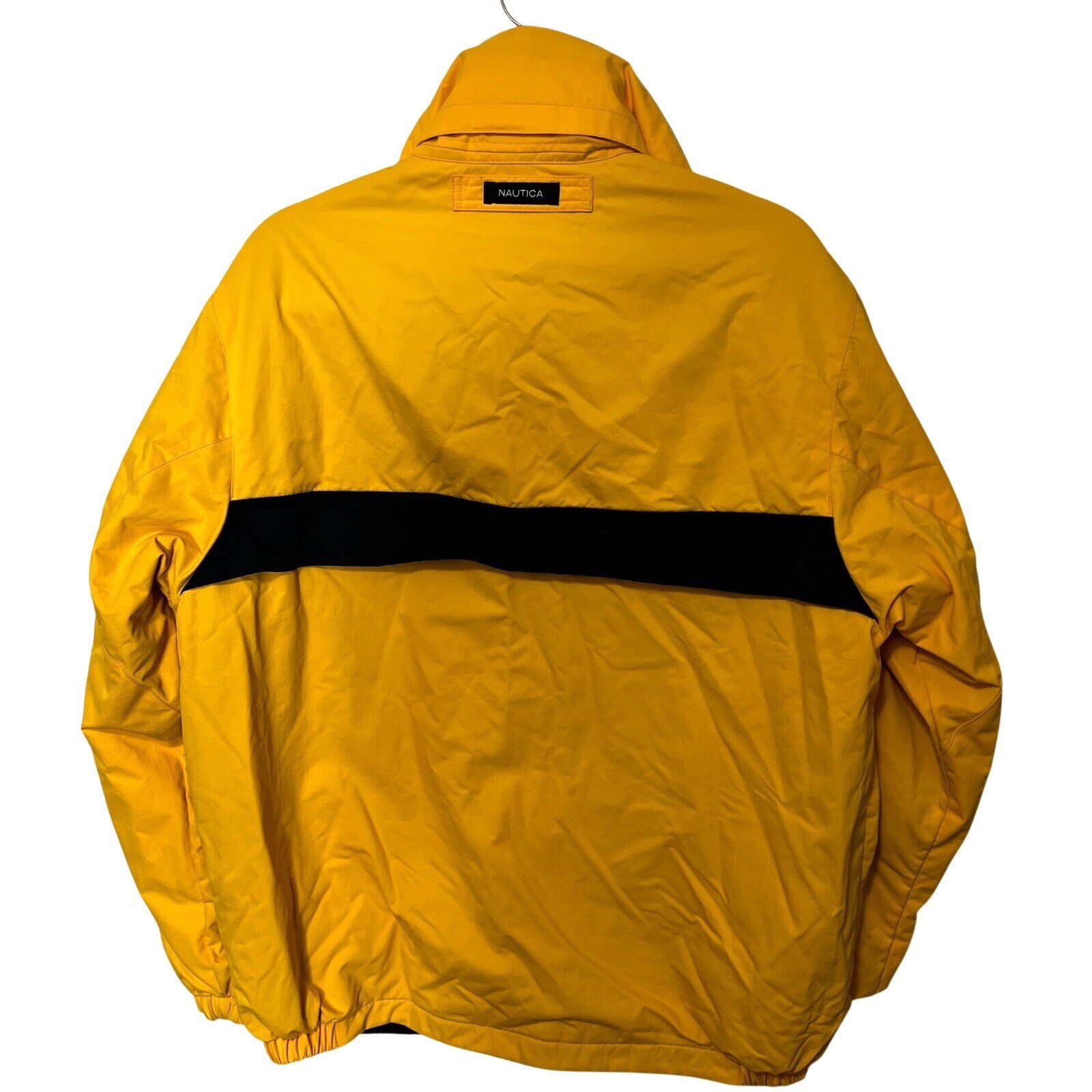 Vintage Nautica Y2K Jacket Puffer Reversible Zip Fleece Lined Yellow Blue Size M image 2