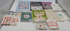 Cross X Stitch Crochet Lot Booklet Magazines Kits Vintage Variety Value