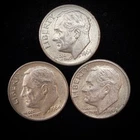 90% Silver - 1964 Roosevelt Dime - 3 Dimes - Circulated Condition - 05-4