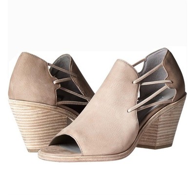 Eileen Fisher Leather Peep Toe Wedge Sandals Womens 9.5 Strappy Boho Festival