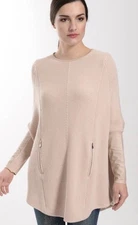 Maje Womens Size M Pull Eduel Poncho Style Sweater Lamb Leather Drop Sleeve