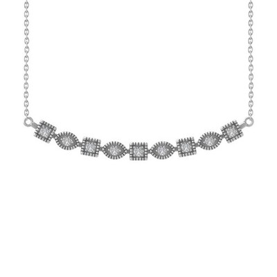 0,25 kt im Labor gezüchteter Diamant 10 K Weißgold Stab Halskette 18 Zoll Silber Kabel Kette