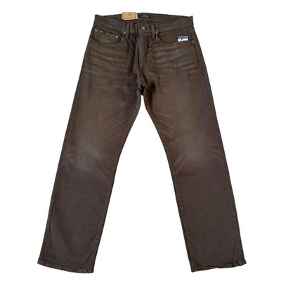 NWT Polo Ralph Lauren Mens Classic Fit Straight Brown Stretch Jeans Garment Dyed