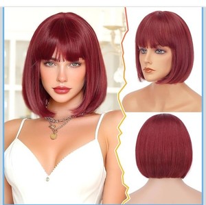 NIP BARSDAR Short Red Bob Wigs - Short Bob Red Wig W/bangs $19.99