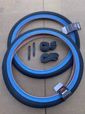 Bicycle Tires Tubes Set 20" x 1.95 Black Blue Wall BMX GT Street Slick PRO Bike