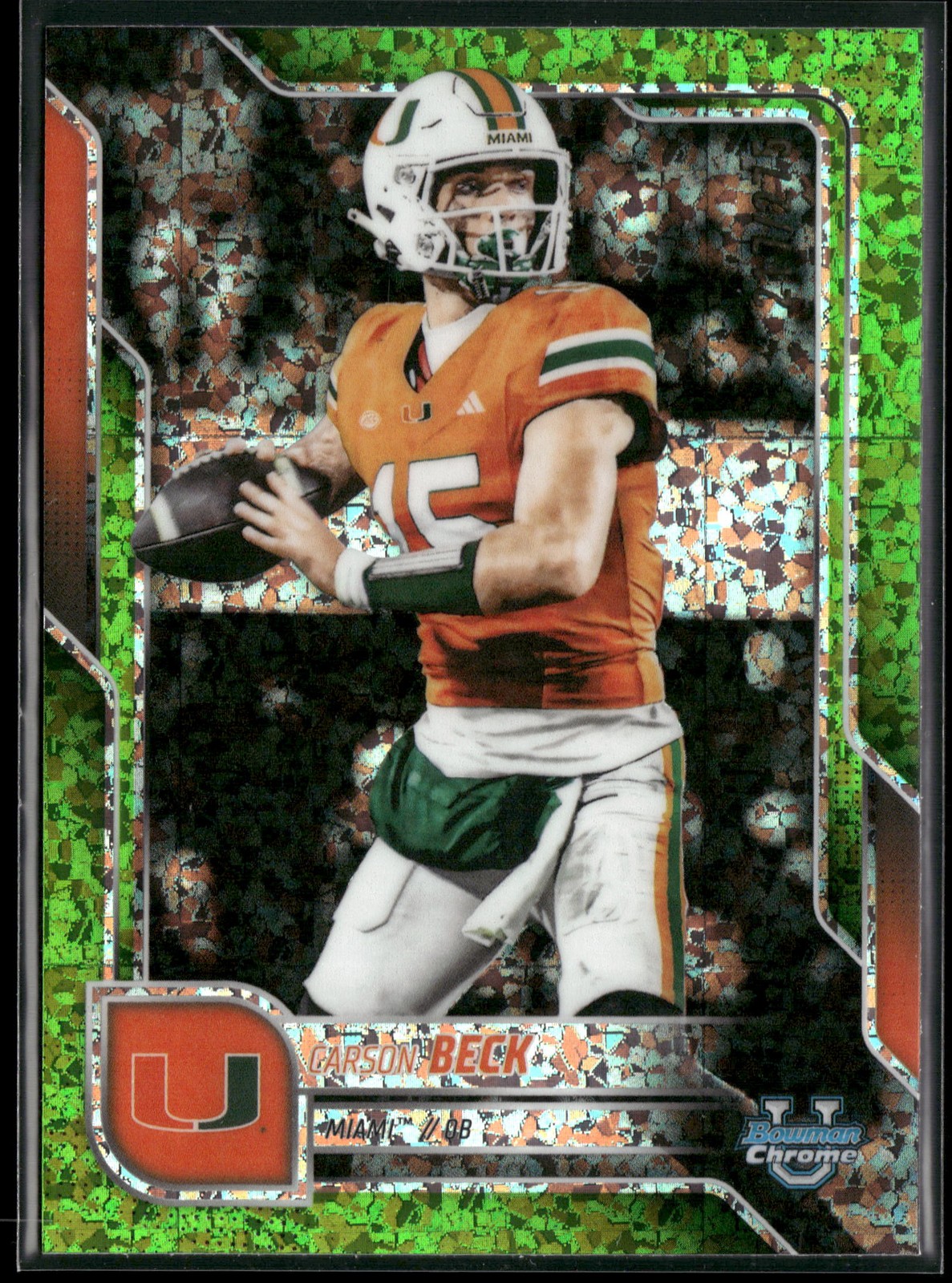 2025 Bowman University Chrome #138 Carson Beck Green Mini-Diamond #/275