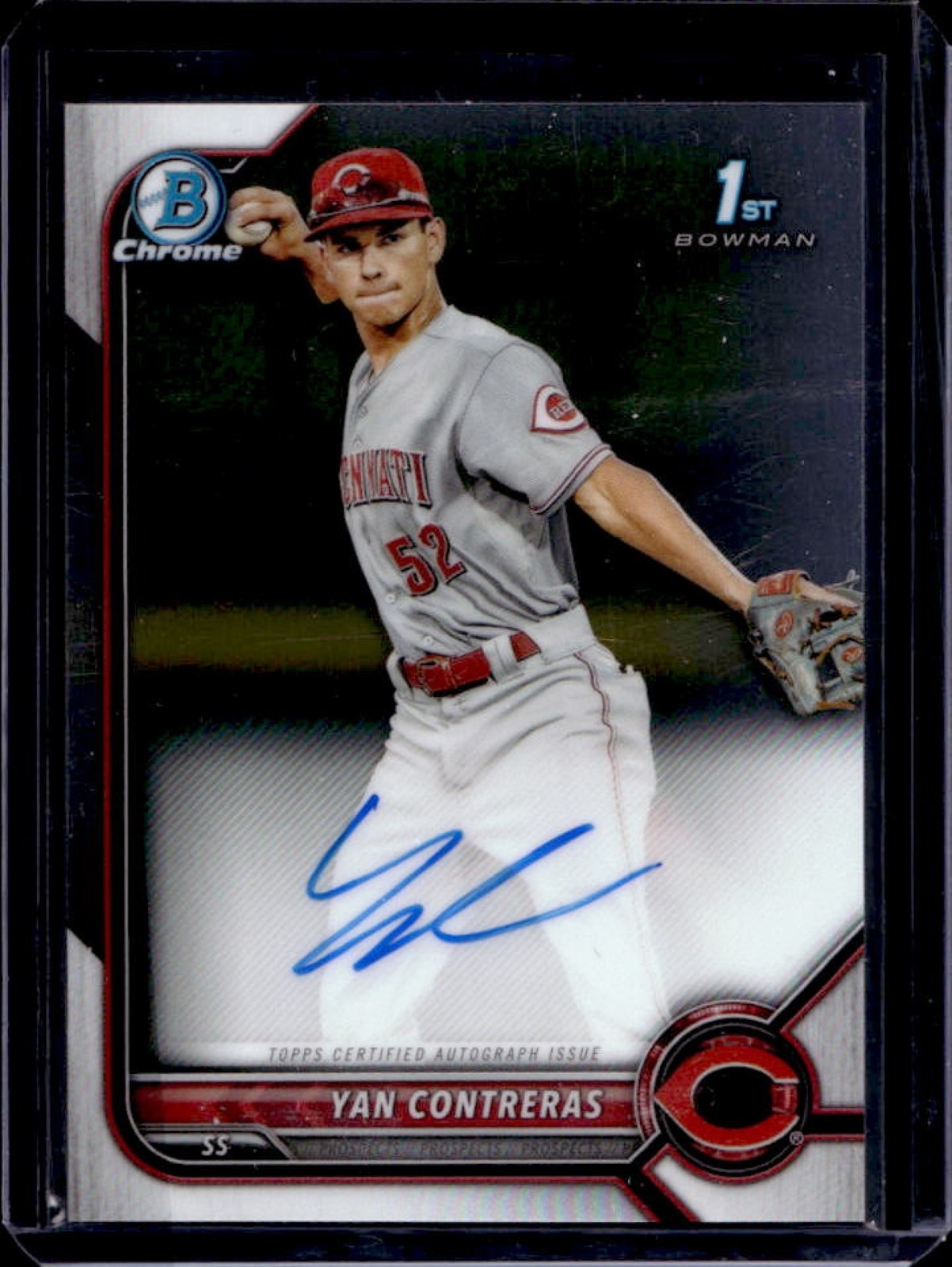 2022 Bowman Yan Contreras Chrome Auto 1st Prospect #CPA-YC Reds