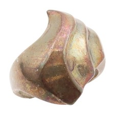 925 Sterling Silver Vintage Ring Modernist Ribbed Dome Band Sz 8 RG34304