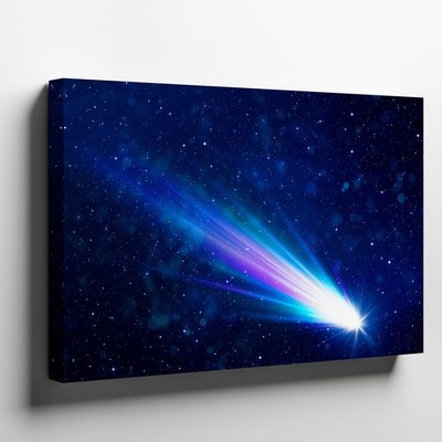Vibrant Cosmic Scene Depicting A Luminous Comet Streaking Through A Wall Art