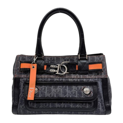 DIOR Flight Blue Trotter Canvas Hand Bag