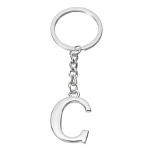 Initial Letter Key Chain Letter C Key Chain Pendant Key Rings Silver