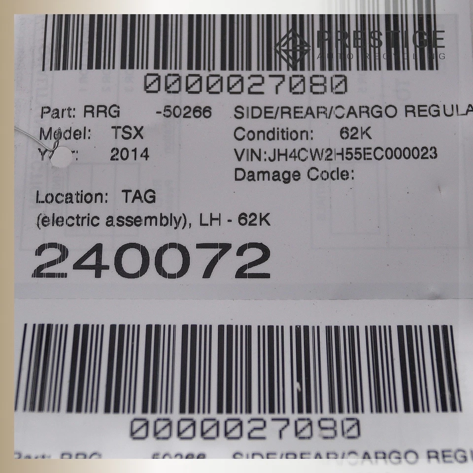 Regulador de ventana de puerta ACURA TSX 2009-2014 con motor trasero izquierdo 72750-TL0-013 OEM Foto 4 de 4