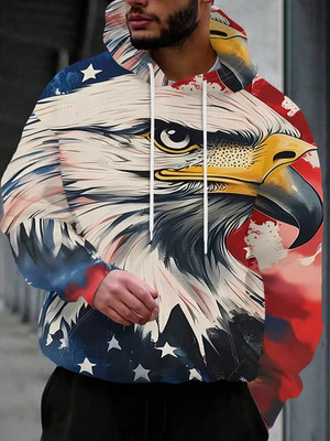 Bald Eagle Head Close-up | US Flag 3D All Over Print Hoodie - Adults & Youth