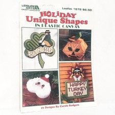 Holiday Unique Shapes Plastic Canvas Leisure Arts 1672 Halloween Christmas 1996