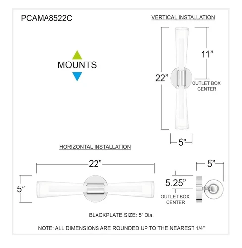 Bathroom Light Fixture,Vanity Light Amara Integrated LED Polished Chrome NEW  - Picture 8 of 8