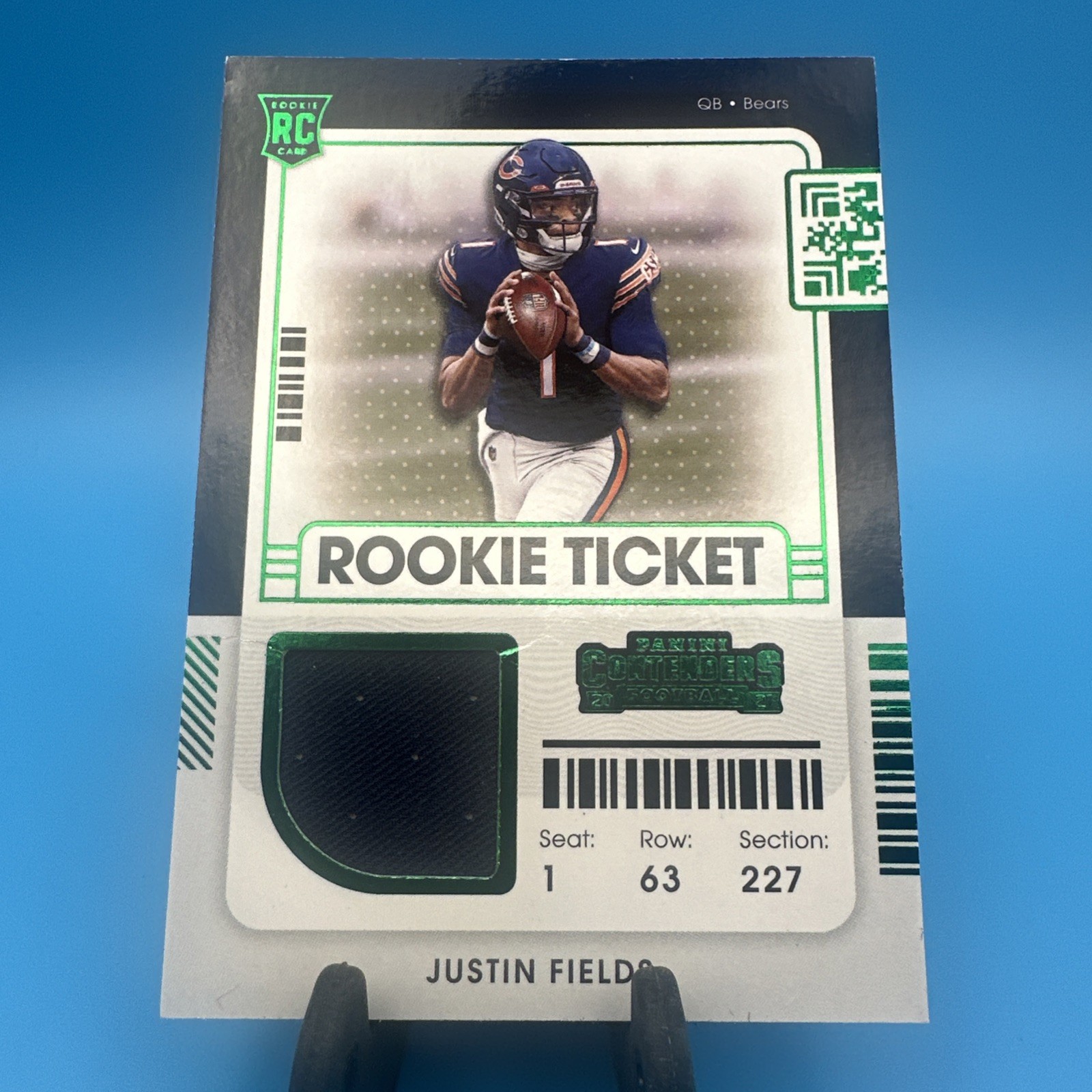 Justin Fields 2021 Contenders Rookie Ticket Green RTS-JFI NY Jets