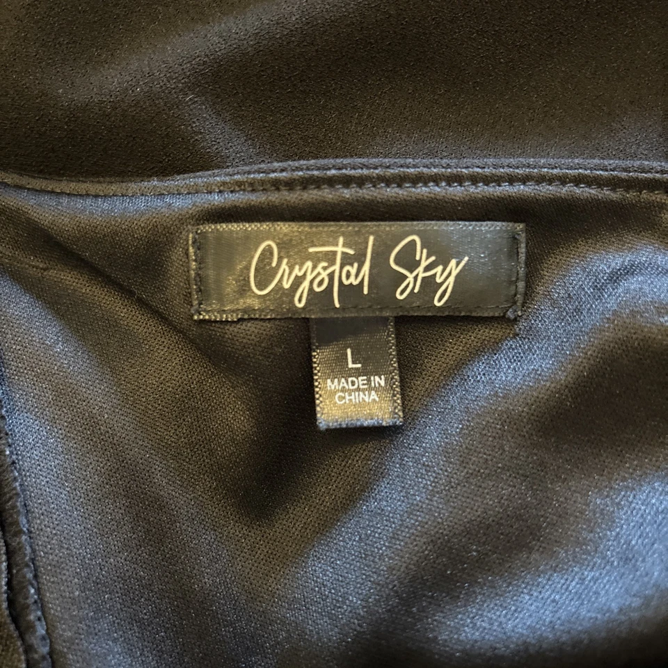 ¡NUEVO SIN ETIQUETAS! Mono Crystal Sky negro de un hombro pierna ancha. Diseño de cerradura. Talla L Foto 4 de 4