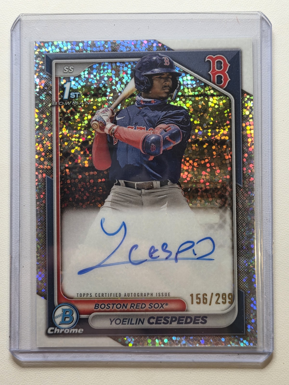 2024 Bowman Chrome 1st Speckle Refractor Auto /299 Yoeilin Cespedes