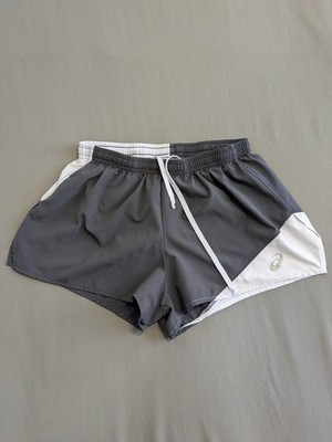 ASICS Shorts Womens Small Gray MotionDry Split Running Athletic Lined Made USA
