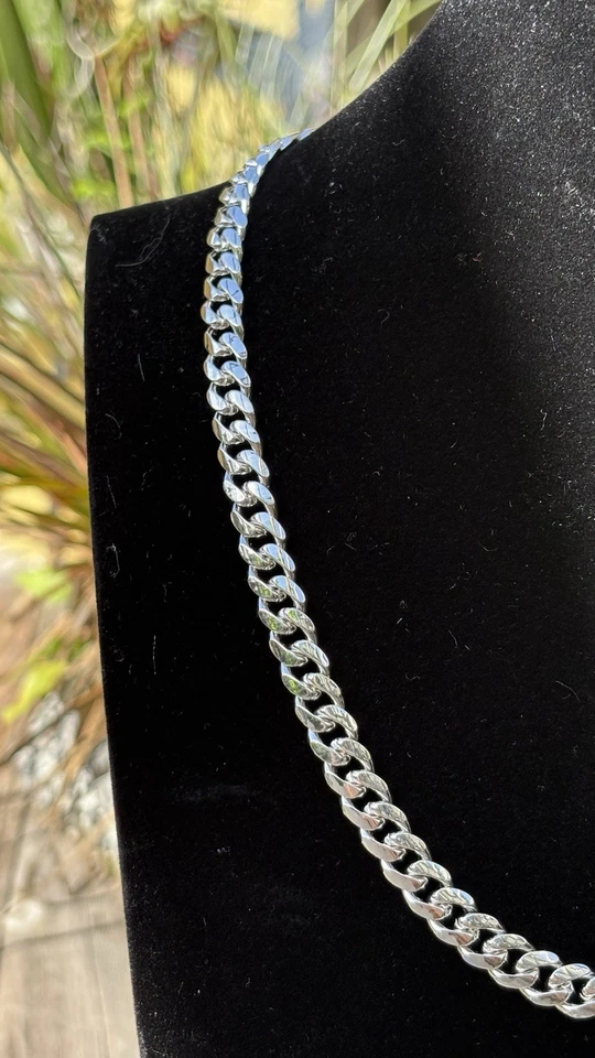 Solid Sterling Silver Cuban Curb Chain Necklace 8mm Link Heavy 58g 20in 925 - Image 4 of 4