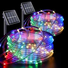 Multicolor Solar Christmas Lights, 2 Pack Each 33ft 100 LED Rope Light, Fairy...