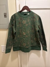 Vintage Women  s Classic Elements Floral Crewneck Sweater Size Large