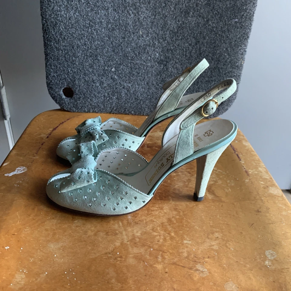 Zapatos de salón vintage Bally Suisse Boutique de gamuza de cuero con cordones peep-toe como nuevos Foto 3 de 4