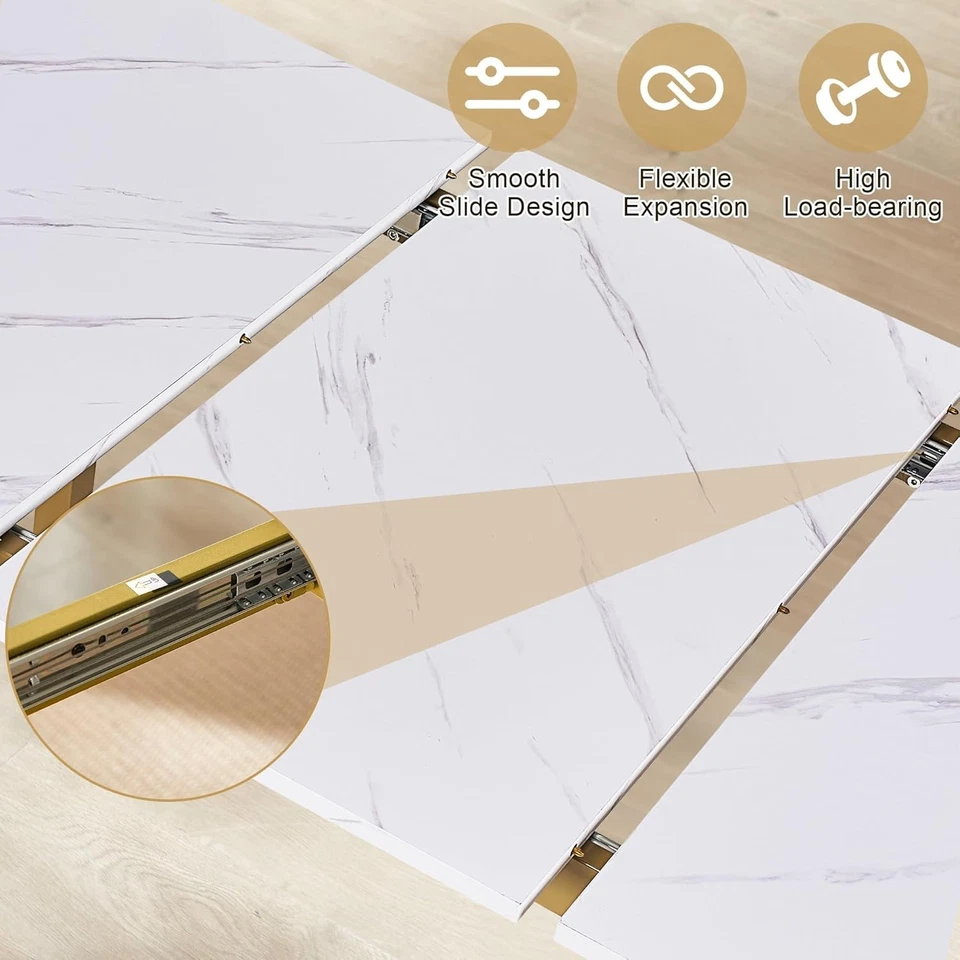 3 peças 63" mesa de cozinha extensível bancos cadeiras café da manhã moderno dinette - Imagem 4 de 4