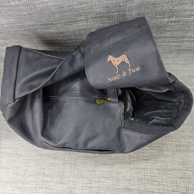 Noah & Paw Pet Carrier Sling Adjustable Shoulder Straps Faux Leather Gray