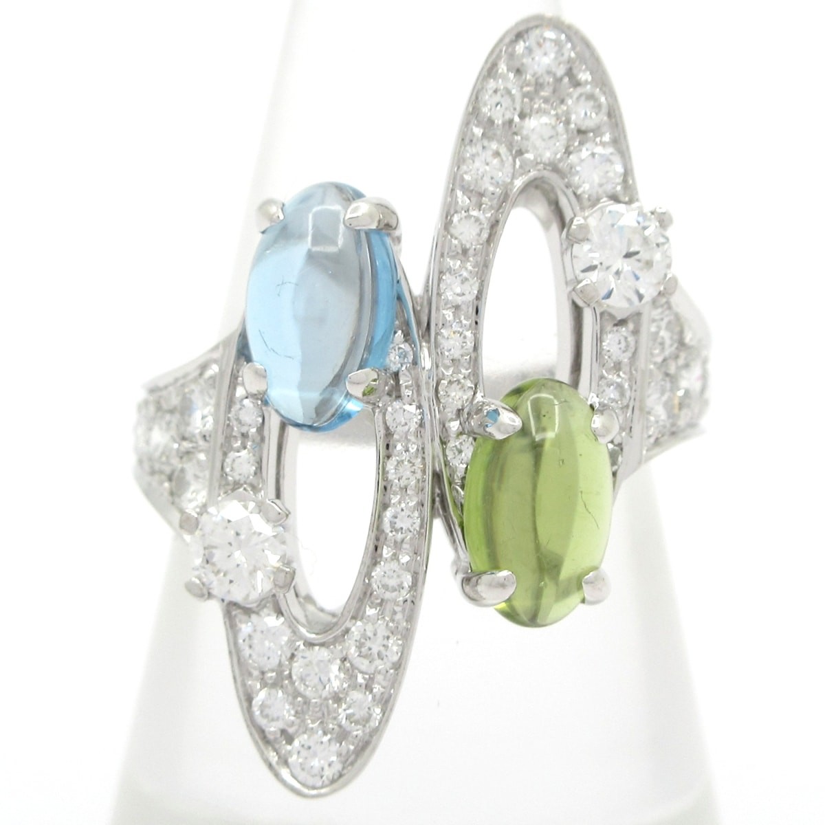 BVLGARI Elysia. - 18K White Gold Diamond Multi Blue Topaz Peridot