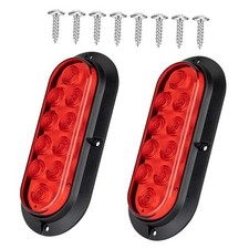 6 Inch Oval Red LED Trailer Tail Lights, 10 LEDs Surface Mount Stop 2PCS RED