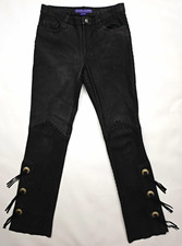 Vtg Ralph Lauren Collection Sz 4 Black Deer Skin Leather Bootcut Western Pants