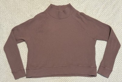 The North Face Chabot Mock Neck Dark Pink Mauve Waffle Knit Pullover Womens M