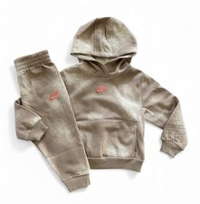  New Nike Tan Khaki Logo Hooded Sweatshirt  Joggers Set Boys Size 4T