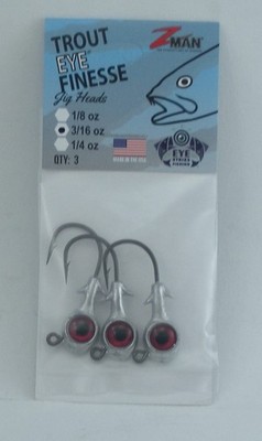Zman TEFH316-01PK3 Trout Eye Finesse Jigheadz 3/16 oz 1/0 Hook Color Red 3CT