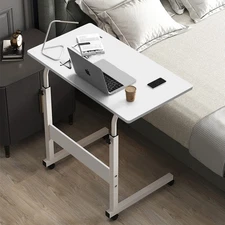 Adjustable Overbed Laptop Desk w/ Wheels Rolling Computer Mobile Table Stand