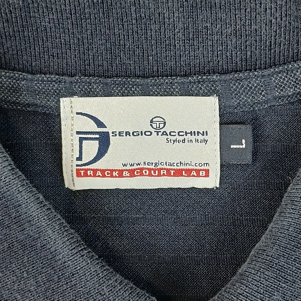 Винтажный Sergio Tacchini большой мужской рубашка-поло коробка темно-синий 20 x 25 ** подходит маленький ** - Изображение 4 из 4