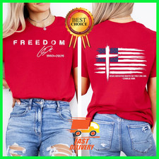 Freedom Cross Flag Charlie Kirk Jesus Defeated Death Christian Red T-shirt S-5XL