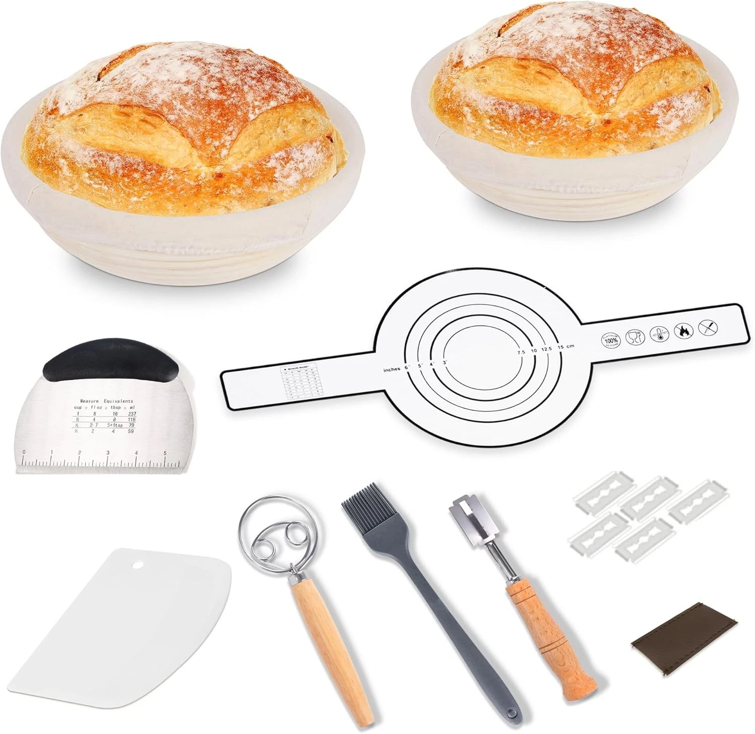 Bread Proofing Basket Kit 10 In Round Sourdough Proofing Basket W/ Linen Liner