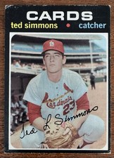 Vintage Ted Simmons 1971 Topps # 117 Rookie RC Cardinals HOF VG/EX No Creases
