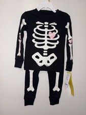 Carter's Glow in the Dark Skeleton Heart 2-Piece Pajama Set Girls NWT 2T